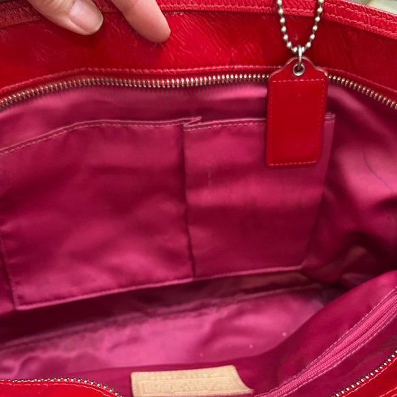 Coach Red Quilted Tote Bag - Picture 6 of 9